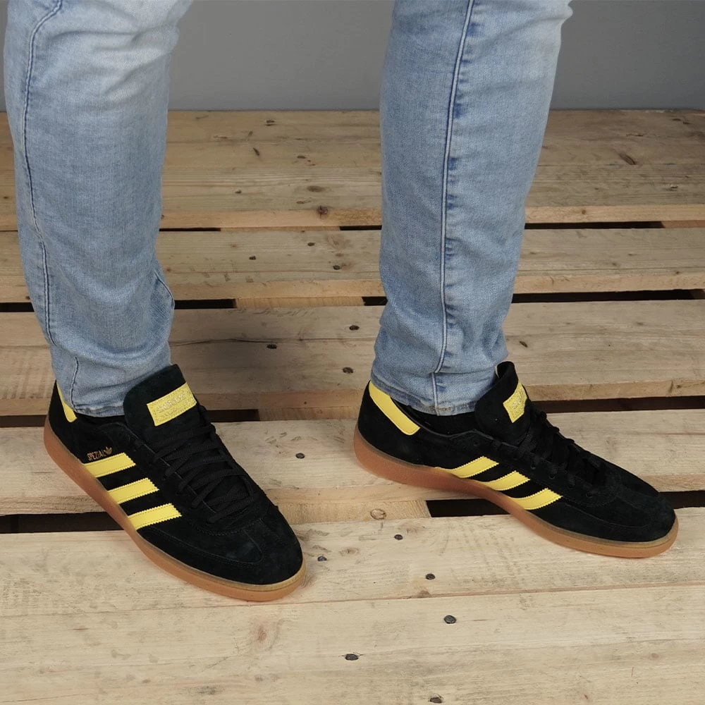 Adidas Originals Handball Spezial Retro-Sneaker Core Black/Yellow/Gold Met Damen, Herren – Bild 7