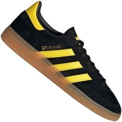 Adidas Originals Handball Spezial Retro-Sneaker Core Black/Yellow/Gold Met Damen, Herren