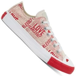 Converse CT All Star Ox Love Fearlessly Sneaker Mit Herz Egret/University Red/White Damen