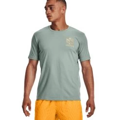 Under Armour Run Gradient Grid SS Kurzarmshirt Opal Green/Orange Shock Herren