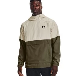Under Armour Woven Asym Zip Windbreaker Stone Herren