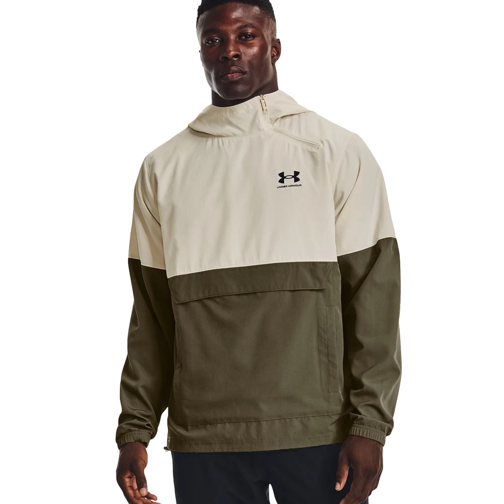 Under Armour Woven Asym Zip Windbreaker Stone Herren