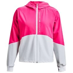 Under Armour Woven FZ Laufjacke Electro Pink/White Damen