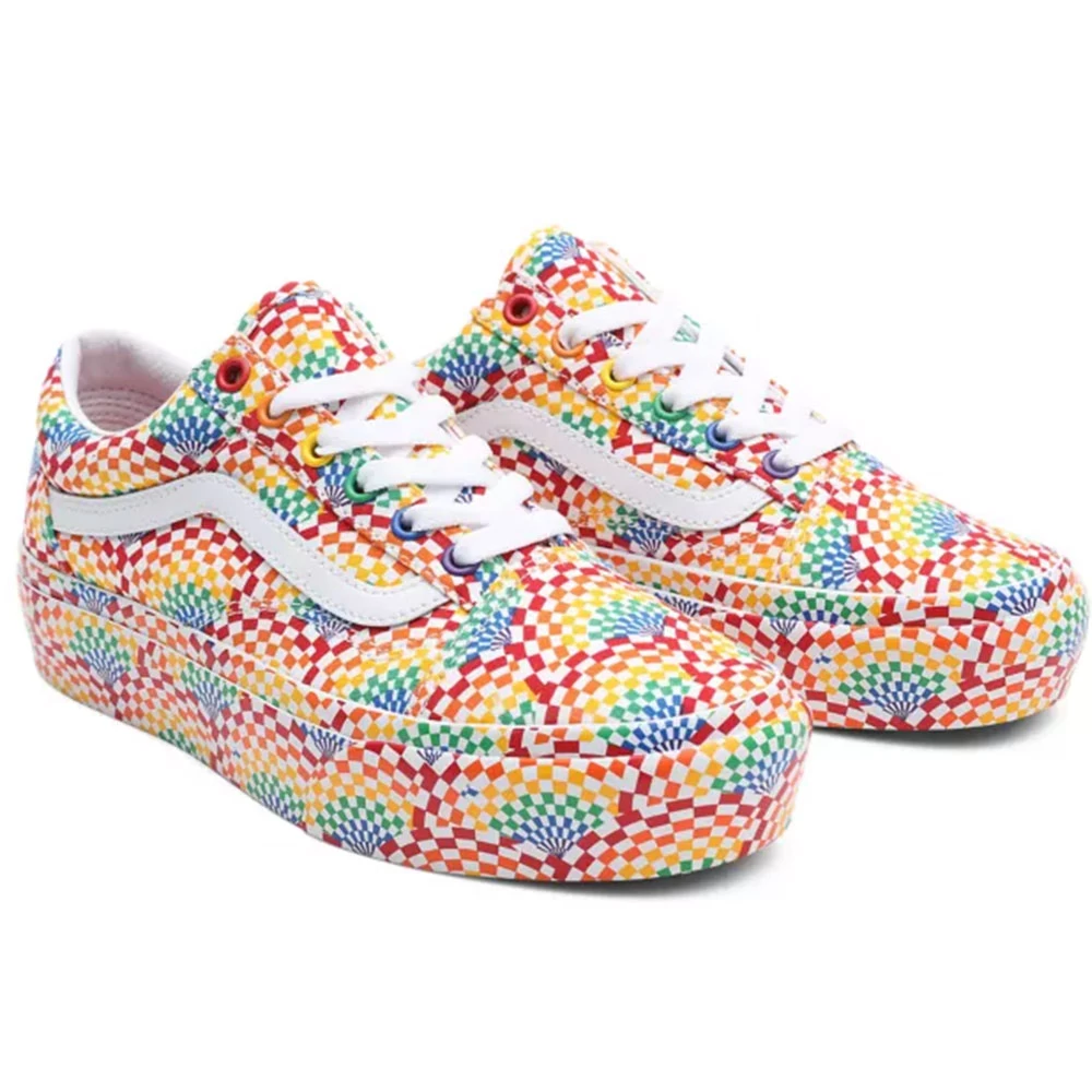 Vans Old Skool Platform Plateaus (Pride) Multi/True White Damen, Herren – Bild 3