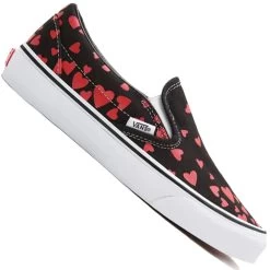 Vans Classic Slip-On Turnschuhe (Valentines Hearts) Black/Racing Red Damen