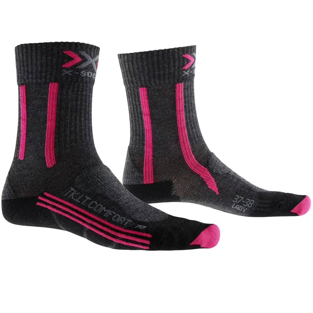 X-Bionic Trekking Light Comfort Wandersocken Anthracite Melange/Fuchsia Damen